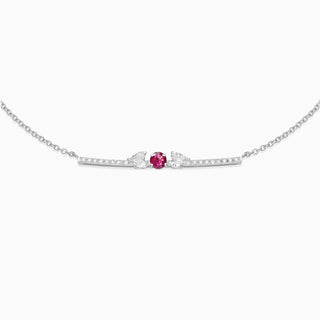 July Ruby with diamond necklace 18kt white gold 
