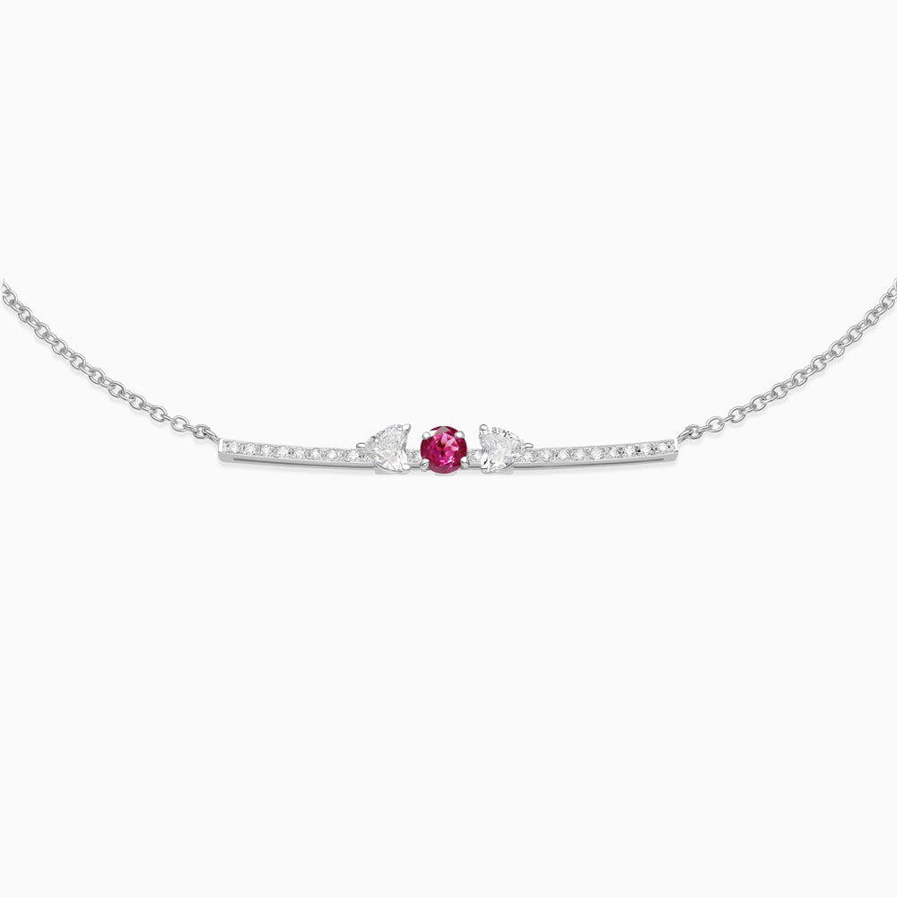 July Ruby with diamond necklace 18kt white gold 