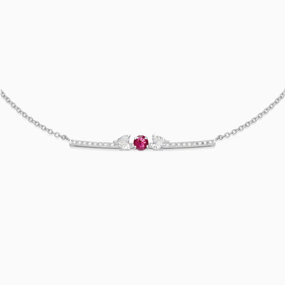 July Ruby with diamond necklace 18kt white gold 
