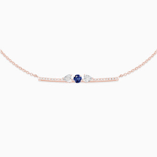 September Sapphire with diamond necklace 18kt rose gold