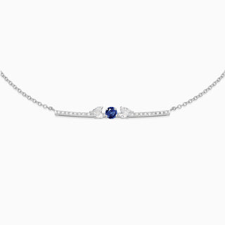 September Sapphire with diamond necklace 18kt white gold 