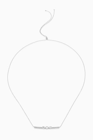 Dizzy Slide Necklace is made in 18kt white gold with diamonds moving on a diamond line