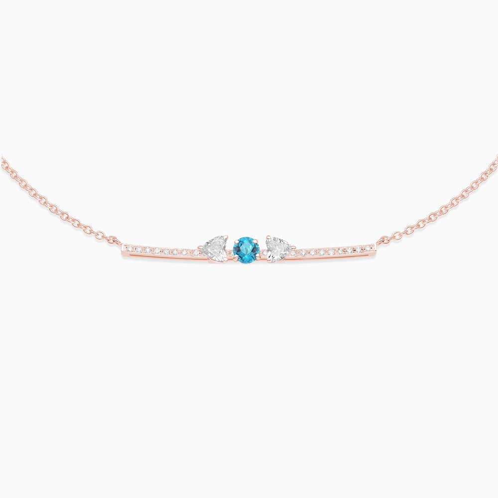 November Topaz with diamond necklace 18kt pink gold 