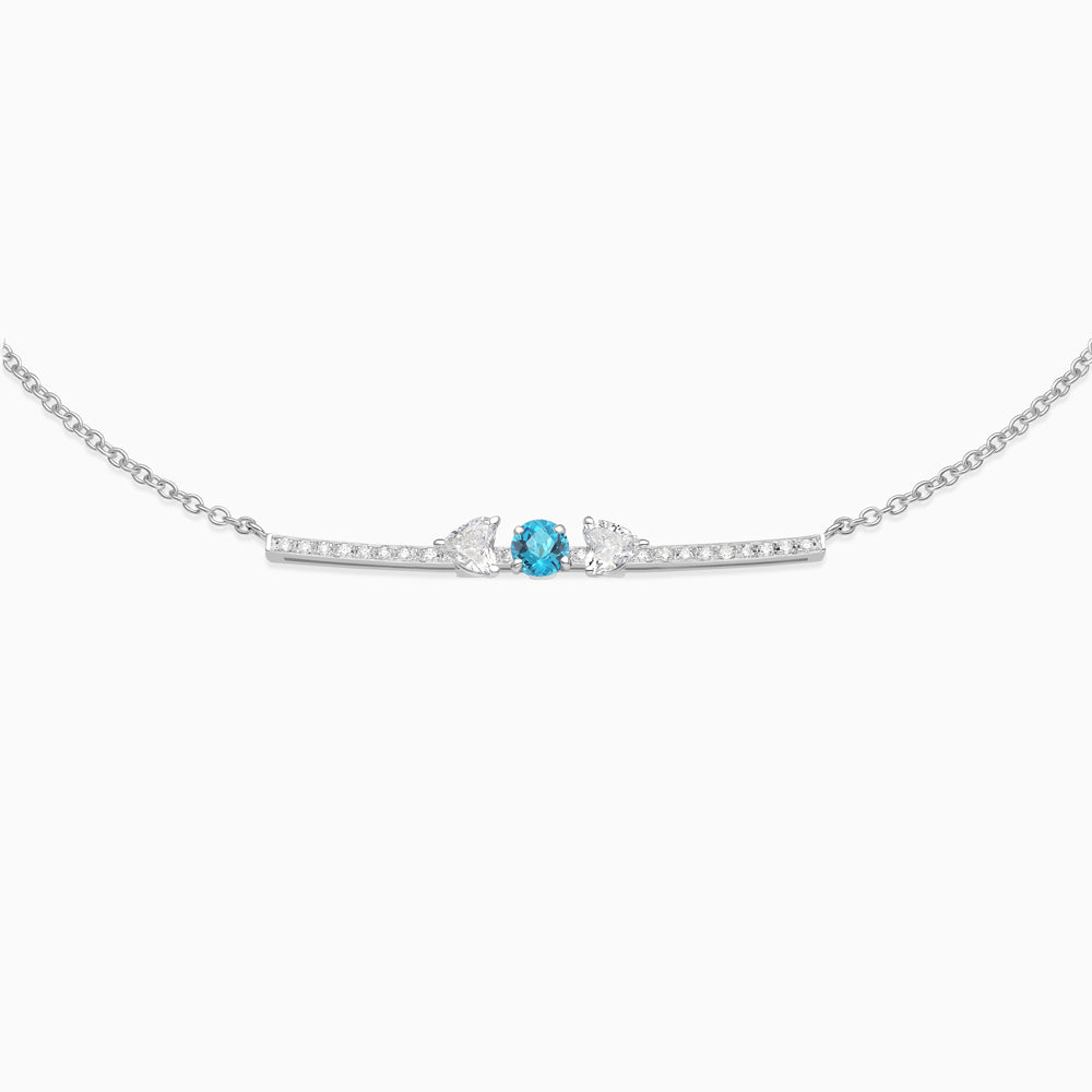 November Topaz with diamond necklace 18kt white gold 