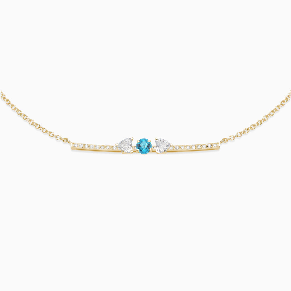 November Topaz with diamond necklace 18kt yellow gold 