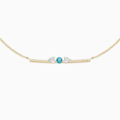 November Topaz with diamond necklace 18kt yellow gold 