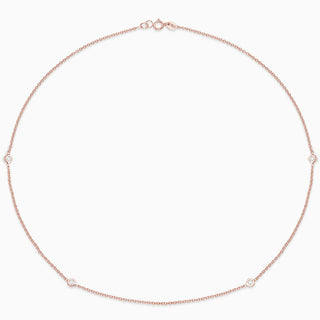 Essential Diamond Bezel Necklace in 18kt gold rose gold with 4 diamonds. 