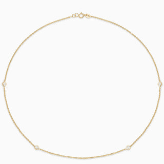 Essential Diamond Bezel Necklace in 18kt gold yellow gold with 4 diamonds. 