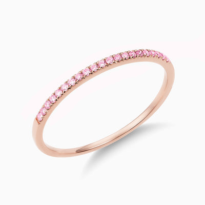 Essential Slim Pink Sapphire Band is a thin band of pink sapphires set in 18kt rose gold. 