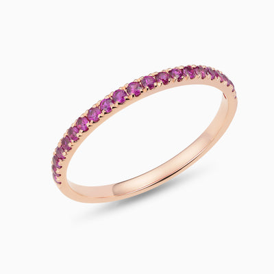 Essential Slim Ruby Band is a thin line of rubies set in 18kt rose gold. 