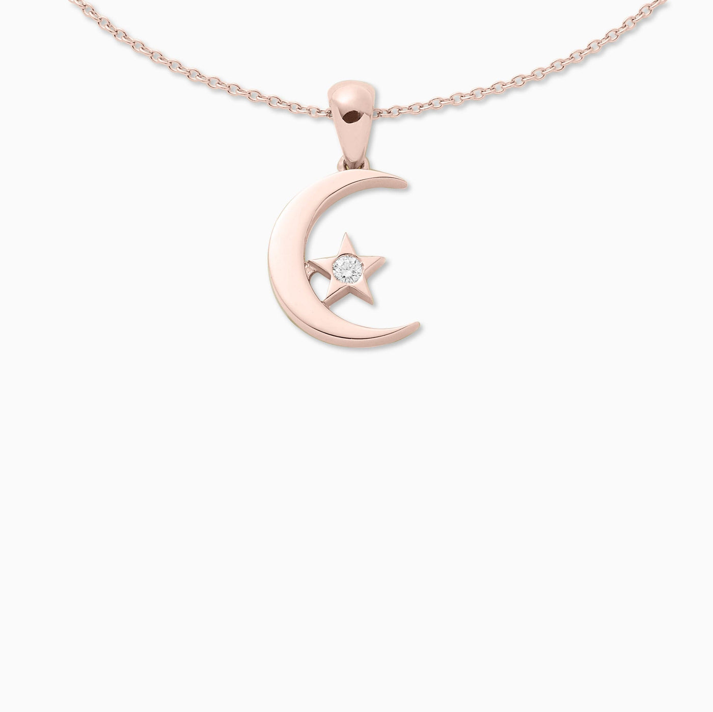 Joujou Crescent & Star Necklace in 18kt rose gold 