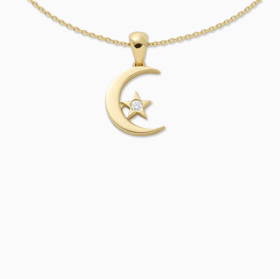 Joujou Crescent & Star Necklace in 18kt yellow gold 