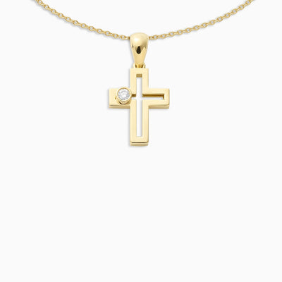 Joujou Cross Necklace in 18kt yellow gold