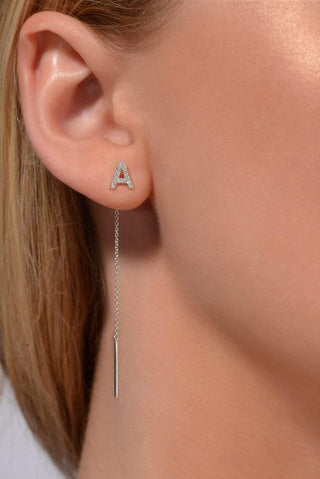 Joujou Diamond A-Z Stud Drop in 18kt white gold worn