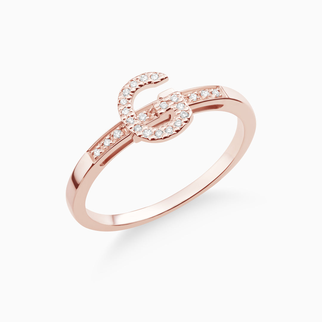 アクセサリー Akari H gold block ring joujou Joujou Initial Ring – Caye Joaillier