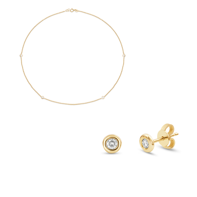 Mix & Match: Essential Bezel Necklace & Essential Studs in 18kt yellow gold