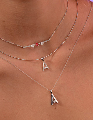 stacked Garnet with diamond necklace 18kt white gold with joujou necklaces 